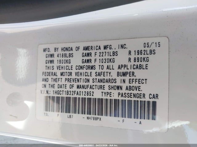 Honda Accord Lx-s 2015 1HGCT1B32FA012852 Image 9