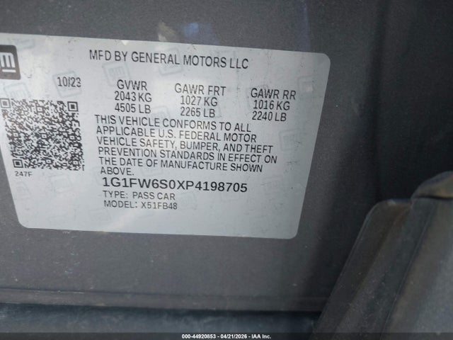 Продажа на аукционе авто 2023 Chevrolet Bolt Ev Fwd 1lt, vin: 1G1FW6S0XP4198705, номер лота: 44920853