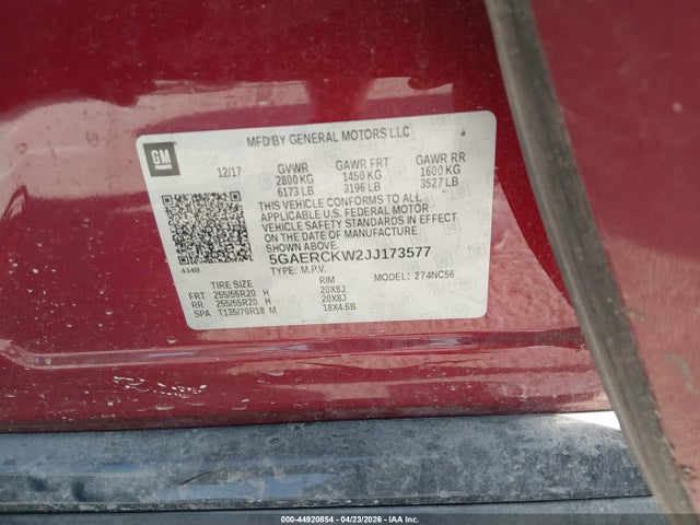 Продажа на аукционе авто 2018 Buick Enclave Premium, vin: 5GAERCKW2JJ173577, номер лота: 44920854