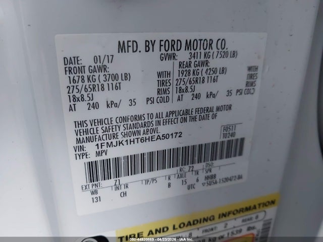 Ford Expedition El Xlt 2017 1FMJK1HT6HEA50172 Image 9
