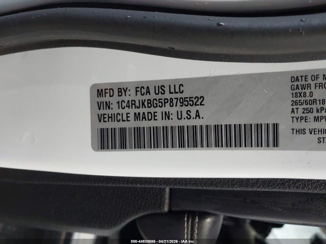 Продажа на аукционе авто 2023 Jeep Grand Cherokee L Limited 4x4, vin: 1C4RJKBG5P8795522, номер лота: 44920886