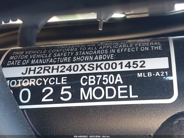 Honda Cb750 A 2025 JH2RH240XSK001452 Image 10