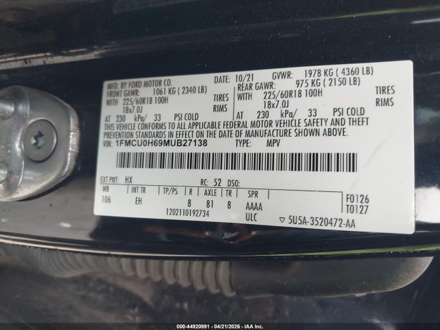 Ford ESCAPE SEL 2021 1FMCU0H69MUB27138 Image 9