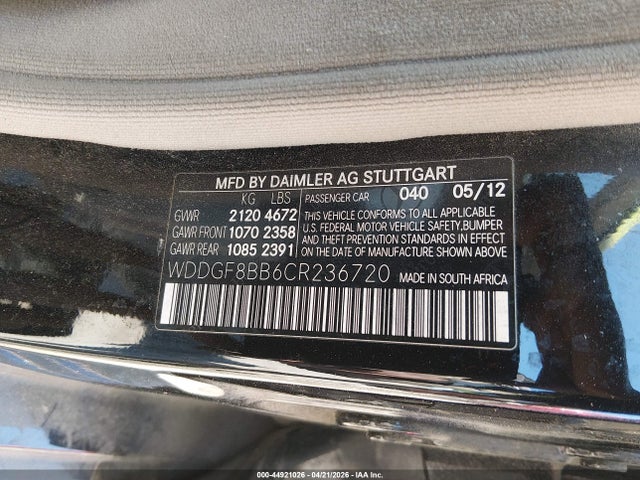 Продаж на аукціоні авто 2012 Mercedes-benz C 300 Sport 4matic, vin: WDDGF8BB6CR236720, номер лоту: 44921026
