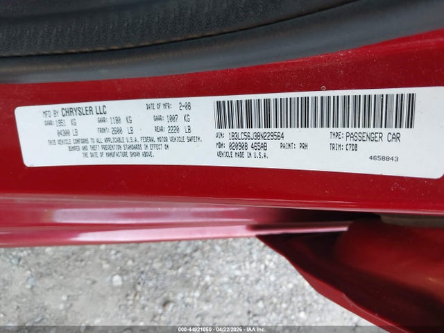 Продажа на аукционе авто 2008 Dodge Avenger Sxt, vin: 1B3LC56J38N229564, номер лота: 44921050