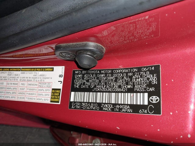 Toyota Prius Four 2014 JTDKN3DUXE0388421 Image 9