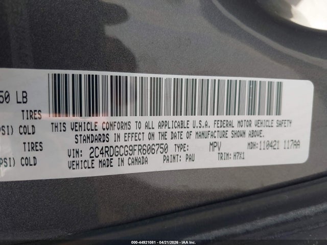 Dodge Grand Caravan Sxt 2015 2C4RDGCG9FR606750 Image 9