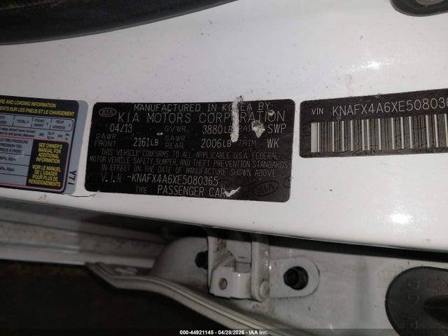2014 Kia Forte Lx მანქანა იყიდება აუქციონზე, vin: KNAFX4A6XE5080365, აუქციონის ნომერი: 44921145