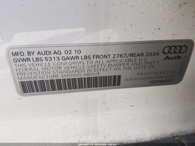 Aukcja sprzedaży 2010 Audi A6 3.0 Premium, vin: WAUFGAFB6AN063657, numer aukcji: 44921178