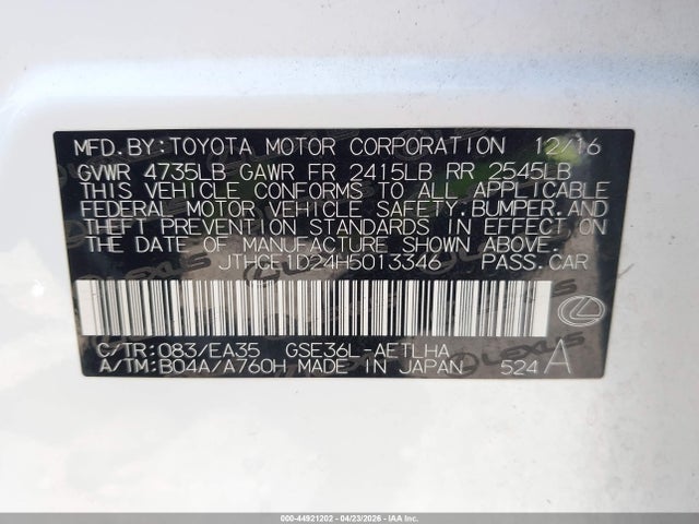 JTHCE1D24H5013346 Lexus IS 350
