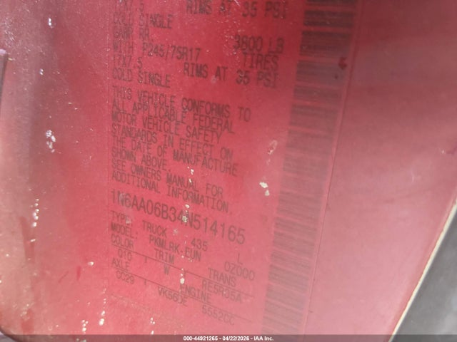 Auction sale of the 2004 Nissan Titan Xe, vin: 1N6AA06B34N514165, lot number: 44921265