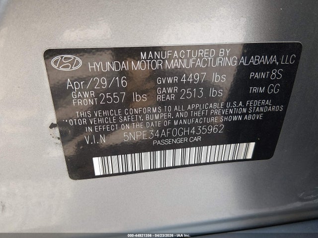 Продажа на аукционе авто 2016 Hyundai Sonata Sport, vin: 5NPE34AF0GH435962, номер лота: 44921356