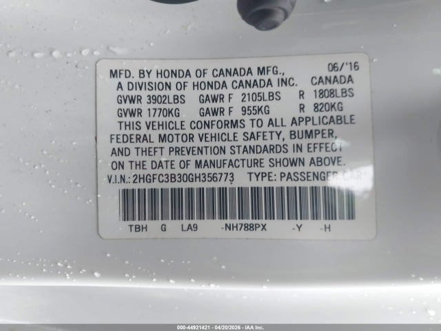 Honda Civic Ex-t 2016 2HGFC3B30GH356773 Image 9