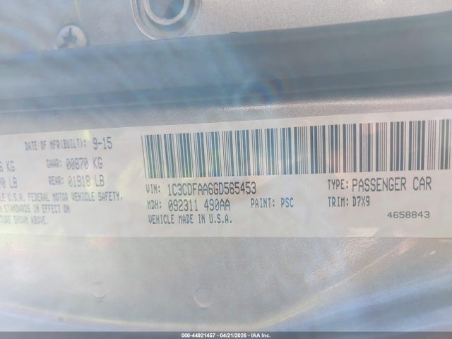 Dodge DART SE 2016 1C3CDFAA6GD565453 Image 9