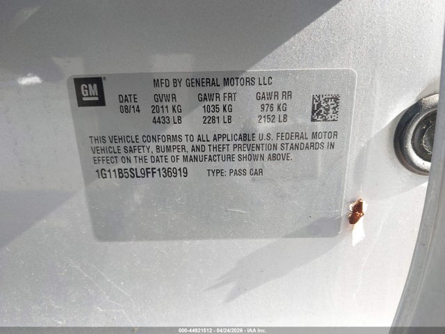 Chevrolet MALIBU LS 2015 1G11B5SL9FF136919 Image 9