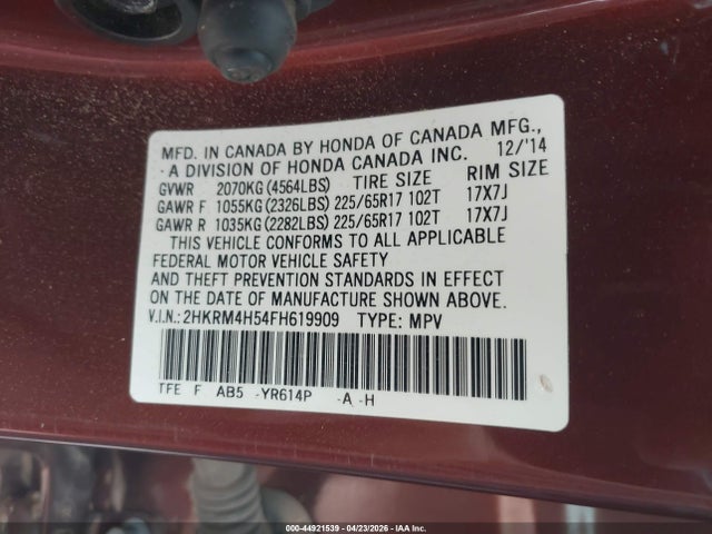 2HKRM4H54FH619909 Honda CR-V EX
