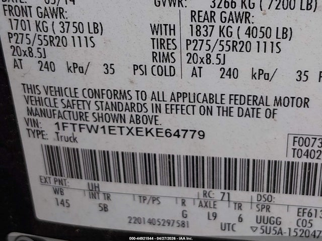 1FTFW1ETXEKE64779 Ford F-150 Fx4