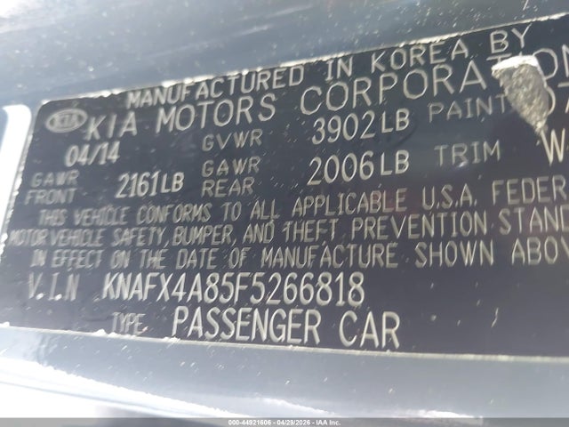 Продажа на аукционе авто 2015 Kia Forte Ex, vin: KNAFX4A85F5266818, номер лота: 44921606