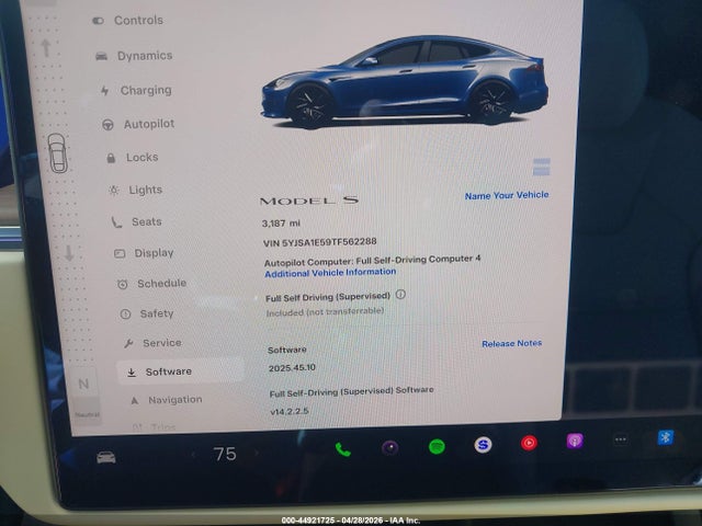 Продажа на аукционе авто 2026 Tesla Model S All-wheel Drive, vin: 5YJSA1E59TF562288, номер лота: 44921725
