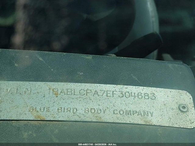 44921745 :رقم المزاد ، 1BABLCPA7EF304683 vin ، 2014 Blue Bird School Bus / Transit Bus مزاد بيع