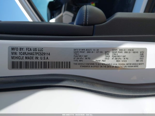 44921770 :رقم المزاد ، 1C4RJHAG7PC529114 vin ، 2023 Jeep Grand Cherokee Laredo 4x4 مزاد بيع