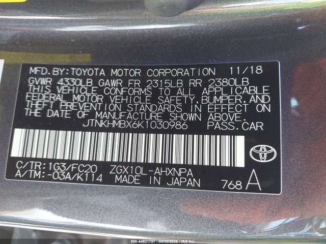 JTNKHMBX6K1030986 Toyota C-HR LE