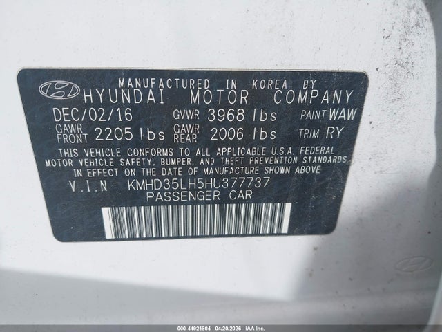 KMHD35LH5HU377737 Hyundai ELANTRA GT