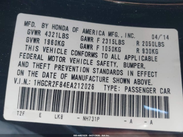 Honda Accord Ex-l 2014 1HGCR2F84EA212026 Image 9