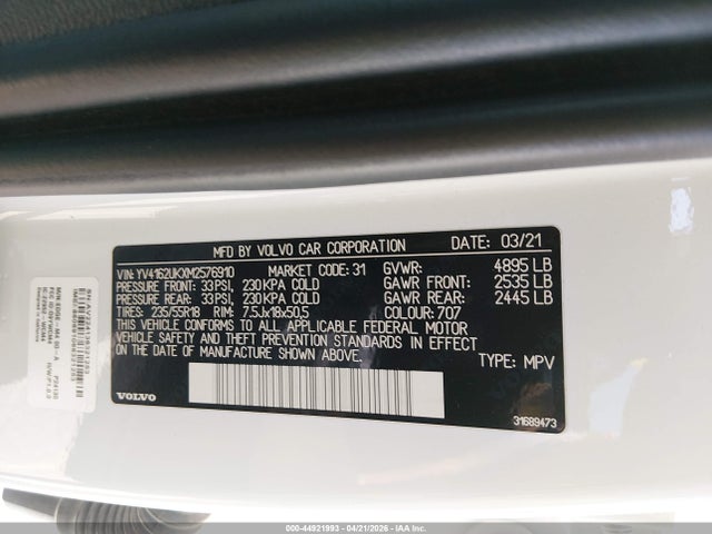 Продажа на аукционе авто 2021 Volvo Xc40 T5 Momentum, vin: YV4162UKXM2576910, номер лота: 44921993