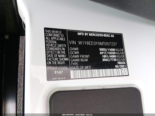 W1Y8ED3YXMT057237 Mercedes-Benz Sprinter 3500xd High Roof V6