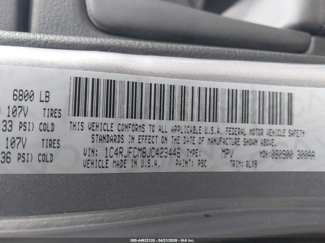 Продажа на аукционе авто 2018 Jeep Grand Cherokee High Altitude 4x4, vin: 1C4RJFCM8JC423446, номер лота: 44922125