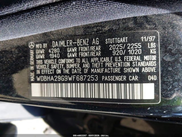 Продажа на аукционе авто 1998 Mercedes-benz C 280, vin: WDBHA29G9WF687253, номер лота: 44922207