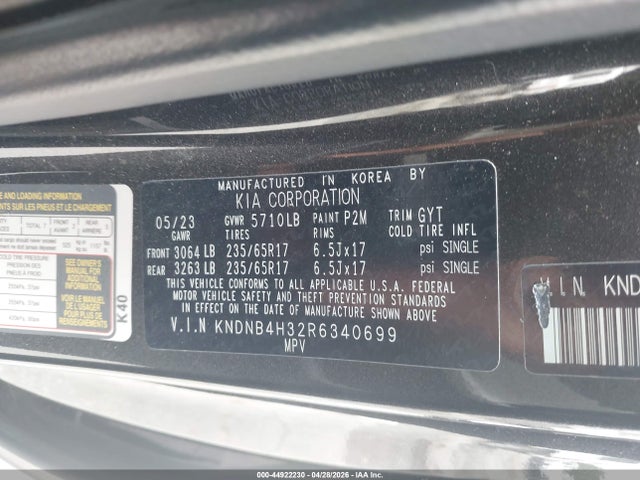 Aukcja sprzedaży 2024 Kia Carnival Mpv Lx, vin: KNDNB4H32R6340699, numer aukcji: 44922230