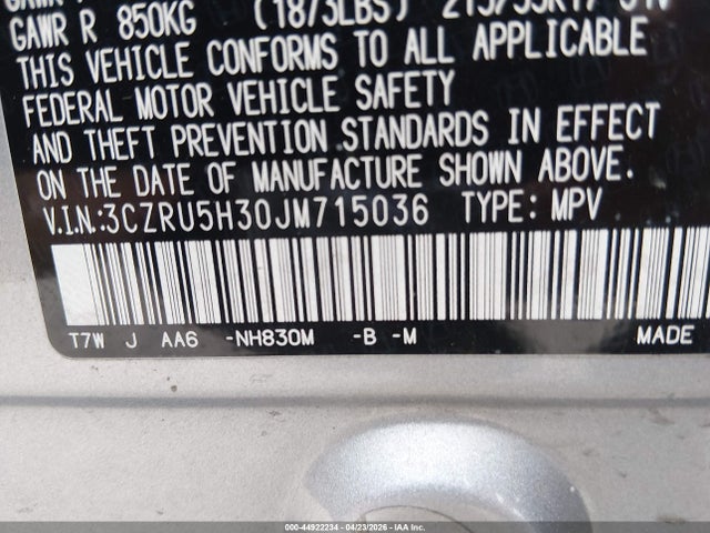 Honda HR-V LX 2018 3CZRU5H30JM715036 Image 9