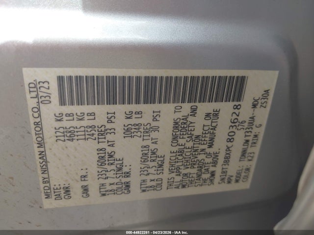 Aukcja sprzedaży 2023 Nissan Rogue Sv Intelligent Awd, vin: 5N1BT3BBXPC803628, numer aukcji: 44922281
