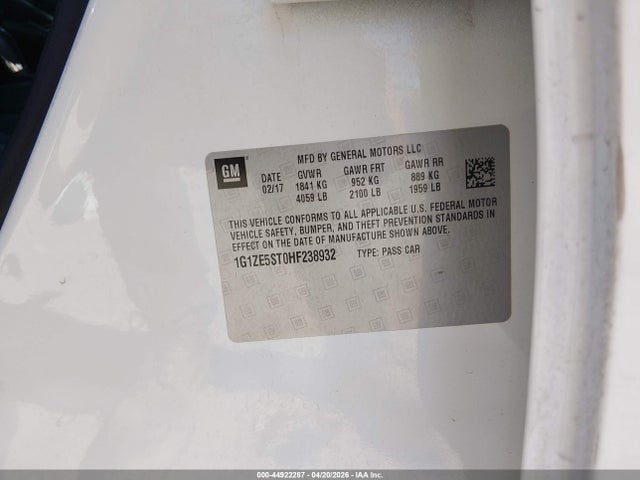 Продаж на аукціоні авто 2017 Chevrolet Malibu 1lt, vin: 1G1ZE5ST0HF238932, номер лоту: 44922287