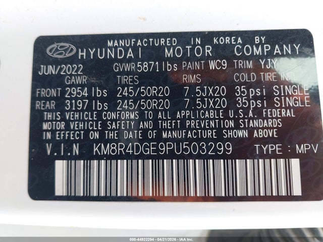 Aukcja sprzedaży 2023 Hyundai Palisade Sel, vin: KM8R4DGE9PU503299, numer aukcji: 44922294