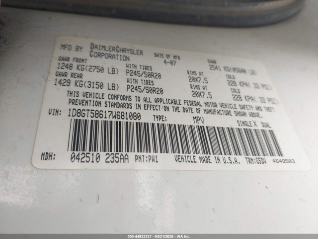 Продаж на аукціоні авто 2007 Dodge Nitro Slt/rt, vin: 1D8GT58617W681080, номер лоту: 44922327