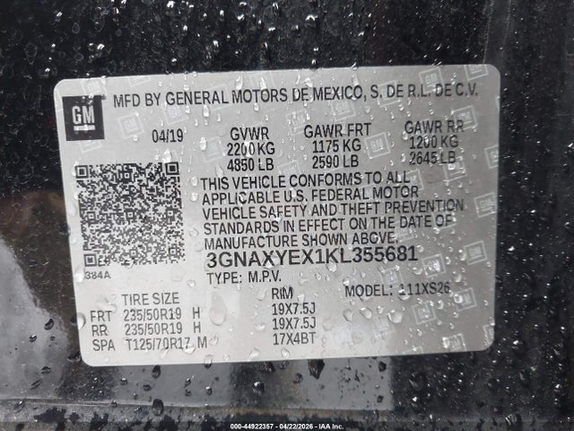 Chevrolet Equinox Premier 2019 3GNAXYEX1KL355681 Image 9