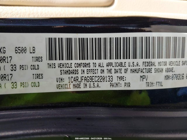 44922385 :رقم المزاد ، 1C4RJFAG9EC220133 vin ، 2014 Jeep Grand Cherokee Laredo مزاد بيع