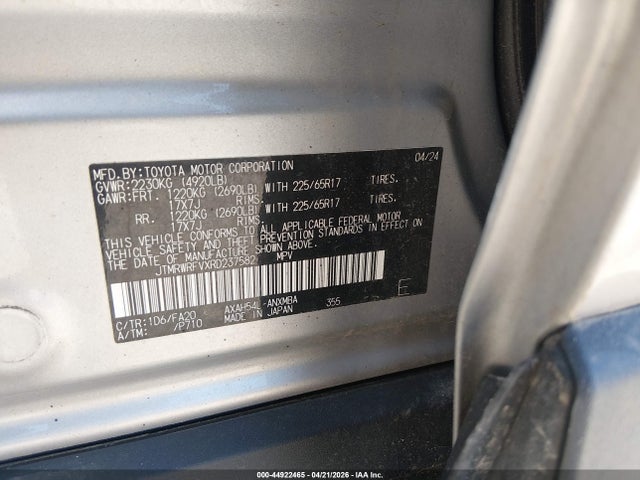 Aukcja sprzedaży 2024 Toyota Rav4 Hybrid Xle, vin: JTMRWRFVXRD237582, numer aukcji: 44922465