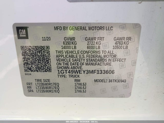 1GT49WEY3MF133606 GMC Sierra 3500hd 4wd Long Bed Denali