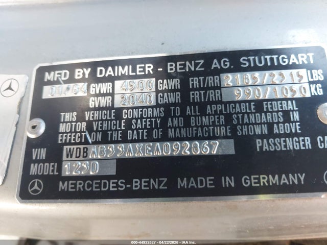 1984 Mercedes-benz 300 Dt მანქანა იყიდება აუქციონზე, vin: WDBAB33AXEA092867, აუქციონის ნომერი: 44922527