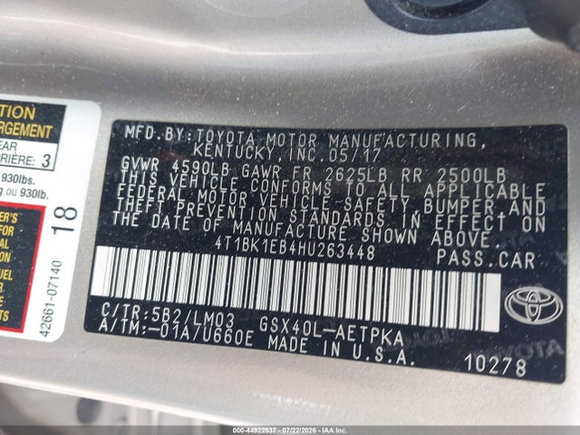 Продаж на аукціоні авто 2017 Toyota Avalon Limited, vin: 4T1BK1EB4HU263448, номер лоту: 44922537