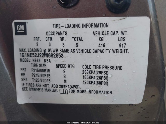 Aukcja sprzedaży 2002 Chevrolet Malibu Ls, vin: 1G1NE52J22M682653, numer aukcji: 44922543