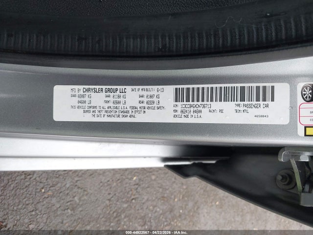 2013 Chrysler 200 Lx მანქანა იყიდება აუქციონზე, vin: 1C3CCBAGXDN736713, აუქციონის ნომერი: 44922567