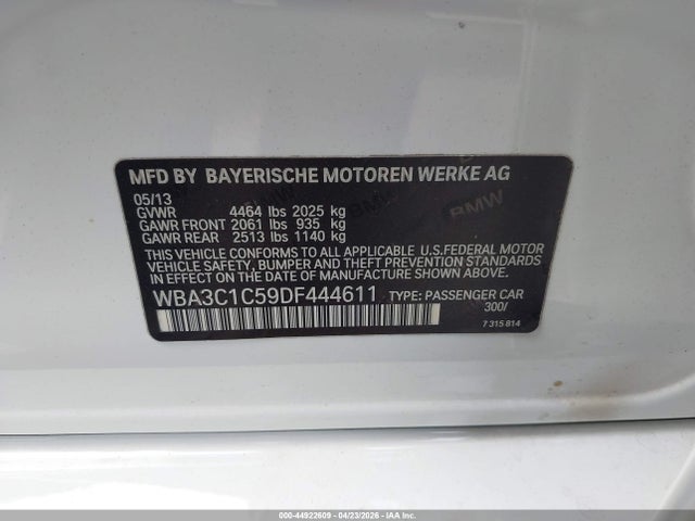 Продажа на аукционе авто 2013 Bmw 328i, vin: WBA3C1C59DF444611, номер лота: 44922609