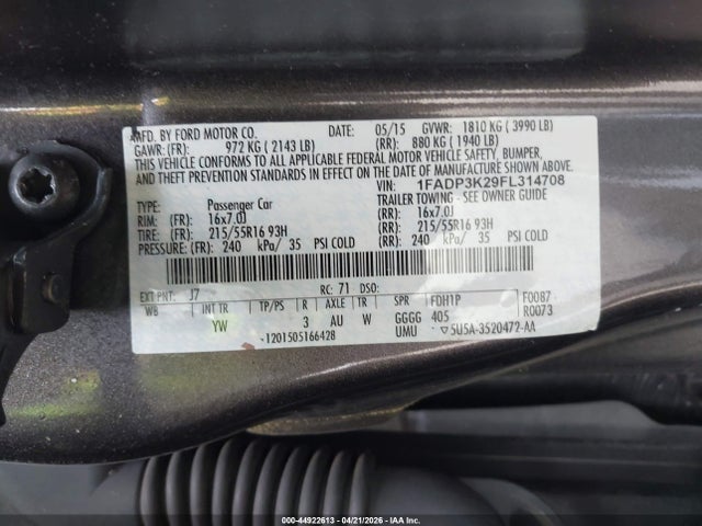 Ford FOCUS SE 2015 1FADP3K29FL314708 Image 9