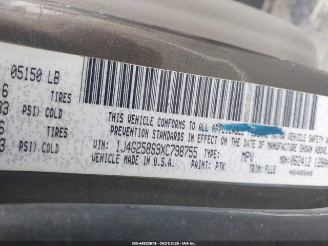 1999 Jeep Grand Cherokee Laredo მანქანა იყიდება აუქციონზე, vin: 1J4G258S9XC798755, აუქციონის ნომერი: 44922674