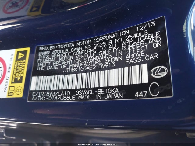 Lexus ES 350 2014 JTHBK1GGXE2109913 Image 9